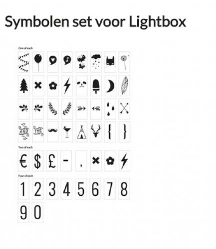 symbolenset voor light box